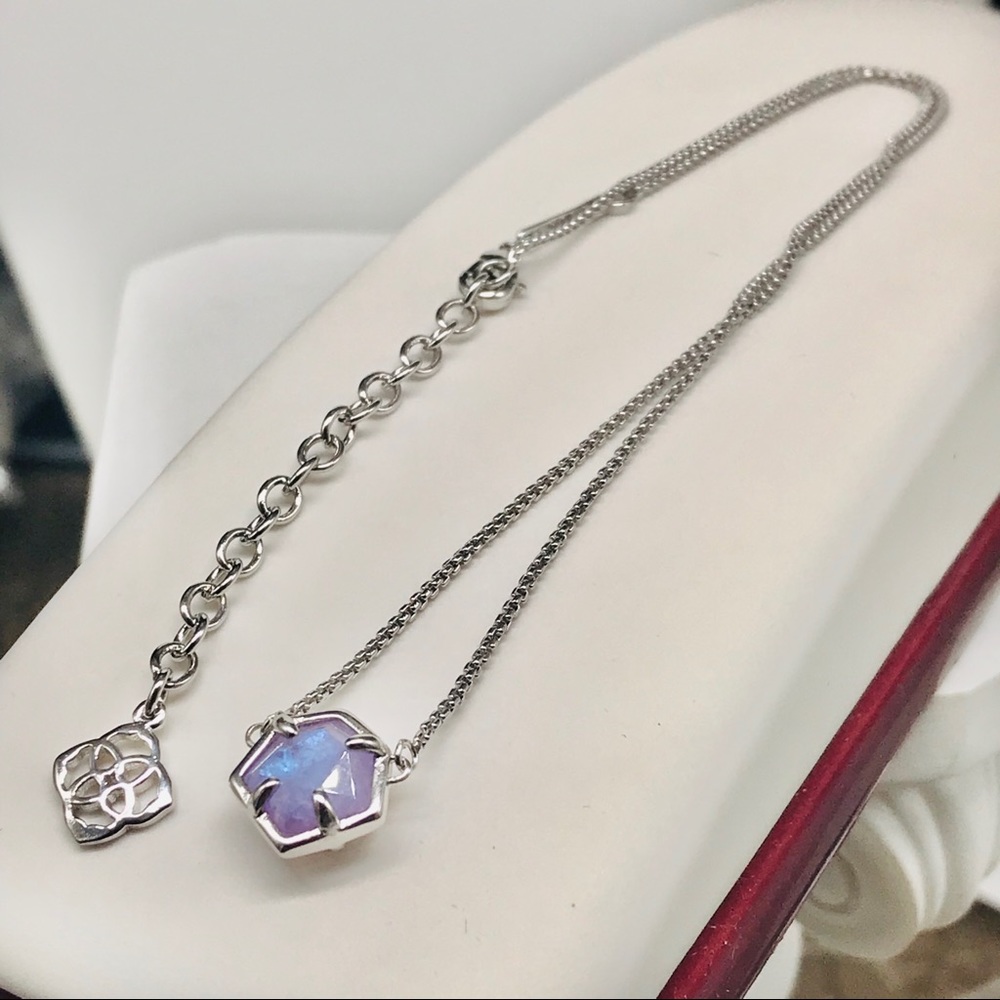 Kendra Scott Jaxon Necklace Amethyst Dichroic Silver Tone